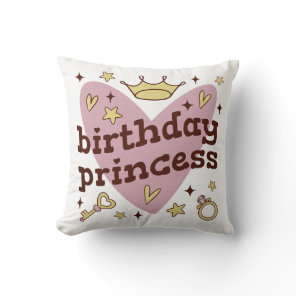 Birthday princess throw pillow design