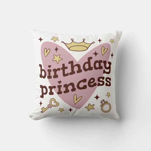 Birthday princess throw pillow design (Front)