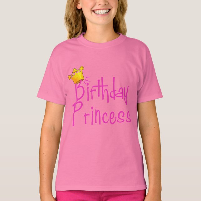 Birthday Princess with Gold Crown T-Shirt (Front)