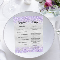 Birthday Progam Menu silver violet confetti