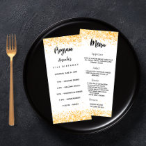 Birthday Progam Menu white gold confetti