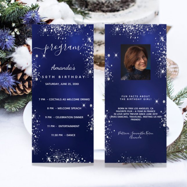 Birthday program blue glitter photo fun facts (Creator Uploaded)