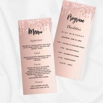 Birthday Program Menu rose gold glitter drips