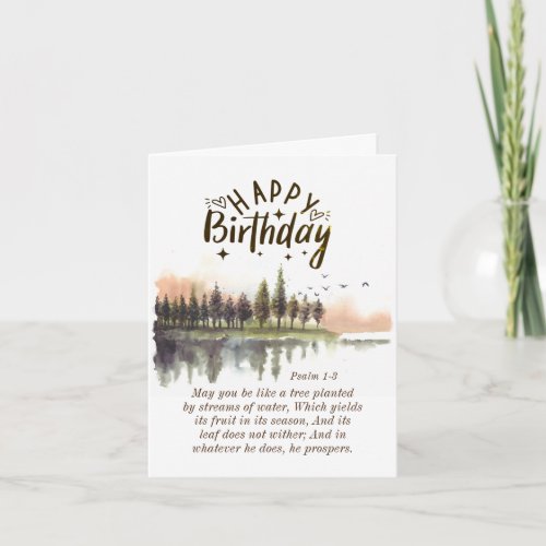 Birthday Psalm 1_3 Bible Verse Nature Watercolor Card