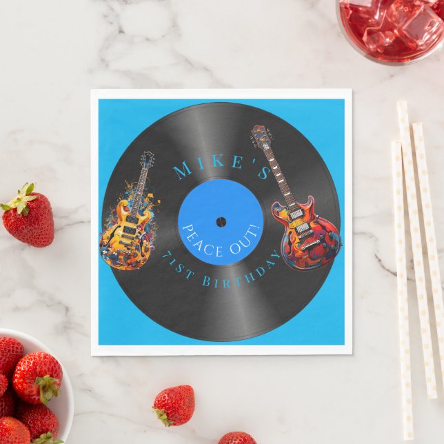 Birthday Psychedelic Electric Guitars Record   Napkins (Insitu)