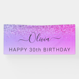 Birthday Purple Glitter Girly Modern Banner