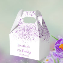 Birthday purple glitter white monogram thank you favor boxes