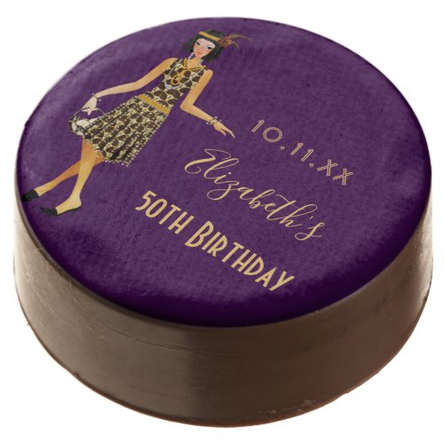 Birthday purple gold 1920s art deco style name chocolate covered oreo