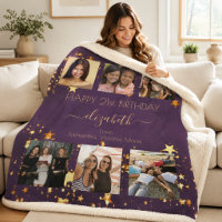 Birthday purple gold friends photo collage