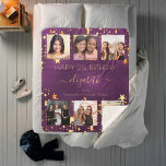 Birthday purple gold friends photo collage sherpa blanket<br><div class="desc">A gift from friends for a woman's 21st birthday, celebrating her life with a collage of 6 of your high quality photos of her, her friends, family, interest or pets. Personalize and add her name, age 21 and your names. Golden text. A chic, feminine purple background color. The purple background...</div>
