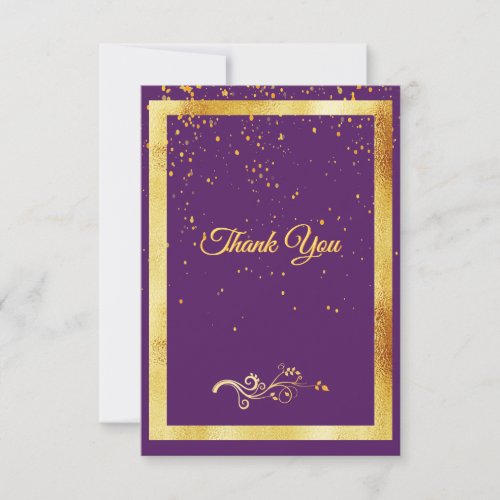 Birthday purple gold Thank you card