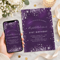 Birthday purple silver glitter