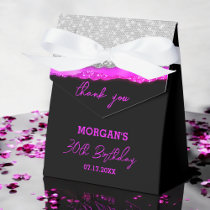 Birthday Purple Silver Glitter Name Thank You Favor Boxes