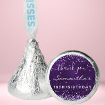 Birthday purple thank you hershey®'s kisses®<br><div class="desc">For an elegant  birthday paraty. A deep purple background color,  the purple color is uneven.  Decorated with purple confetti. Personalize and add a name and age.  With the text "thank you"  The name and thank you are written with modern hand lettered style scripts.</div>