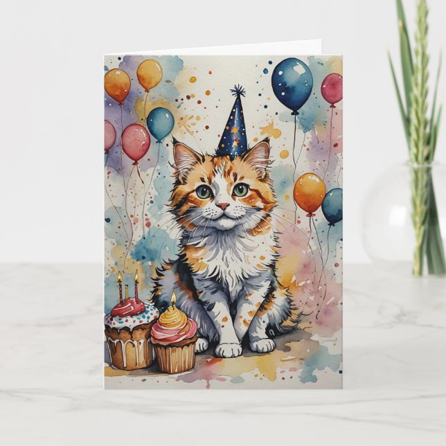 Birthday Purr-fection - Customizable Card (Front)