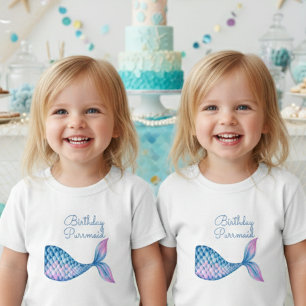 Birthday purrmaid cat mermaid girl toddler t-shirt