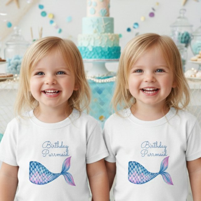 Birthday purrmaid cat mermaid  girl  toddler t-shirt (Creator Uploaded)