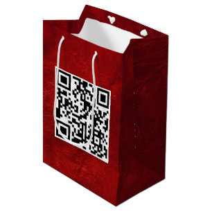 Birthday QR Code On Red Leather Medium Gift Bag