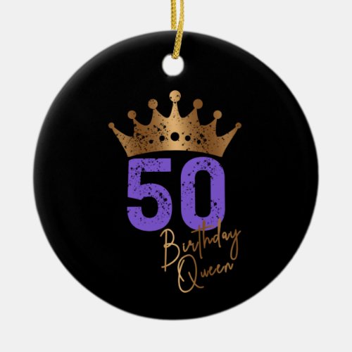 Birthday Queen 50 for 50th birthday vintage crown Ceramic Ornament