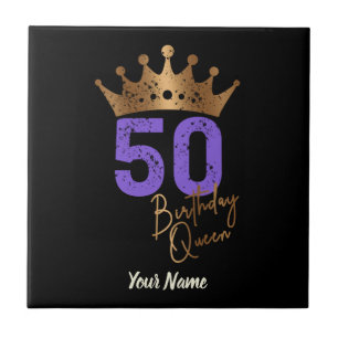 Birthday Queen 50 for 50th birthday vintage crown Ceramic Tile