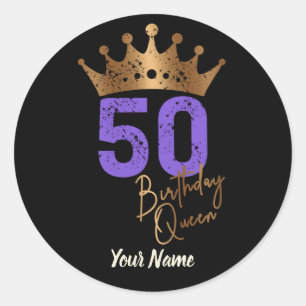 Birthday Queen 50 for 50th birthday vintage crown Classic Round Sticker