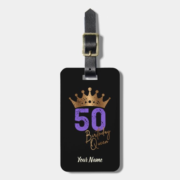 Birthday Queen 50 for 50th birthday vintage crown Luggage Tag Zazzle