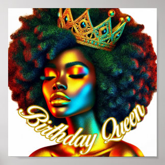 Birthday Queen Afro Art Print