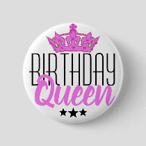 Birthday Queen and Pink Crown Button