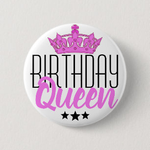 Birthday Queen and Pink Crown Button