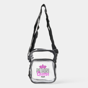 Birthday Queen and Pink Crown Clear Crossbody Bag