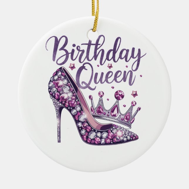 Birthday Queen Ceramic Ornament (Front)