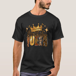 Birthday Queen Crown Leopard Cheetah Giraffe Tiger T-Shirt