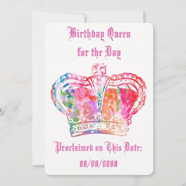 Birthday Queen for the Day Card (Front)