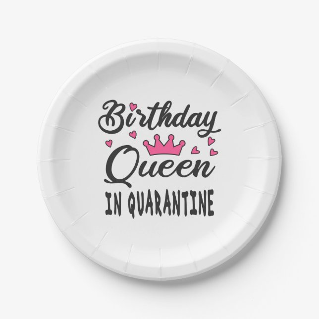 Birthday Queen in Quarantine Paper Plates (Front)