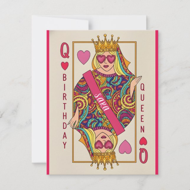 Birthday Queen Playing Card Funny Custom Name Card (Front)