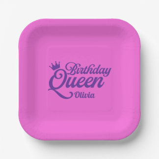 Birthday Queen Square Paper Plate