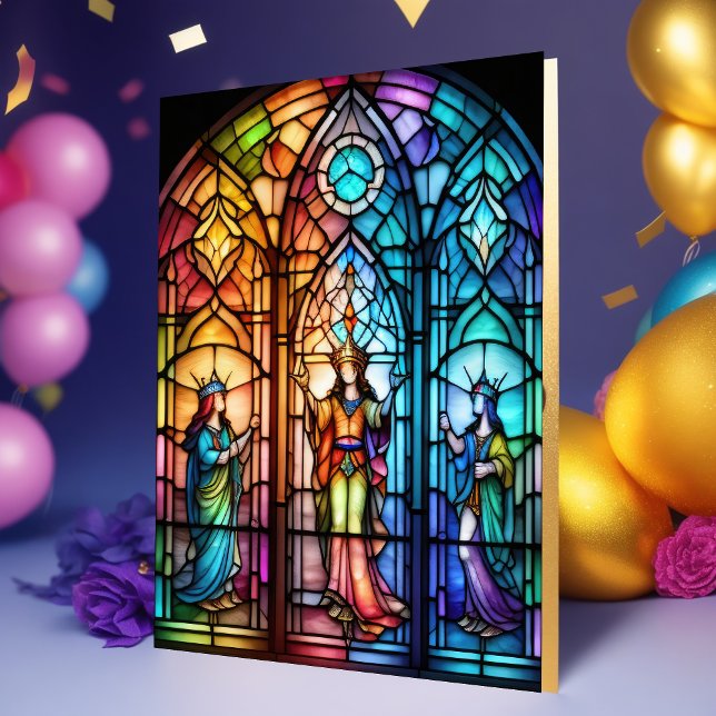 Birthday Queen Stained Glass Invitation (Creator Uploaded)
