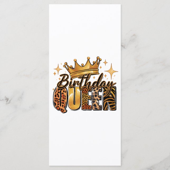 Birthday Queen with Golden Crown Leopard Menu (Front)