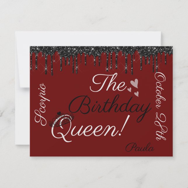 Birthday Queen Zodiac Sign Scorpio Flat Card (Front)