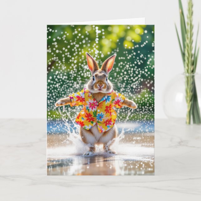 Birthday Rabbit In a Splash Pad Card (Front)