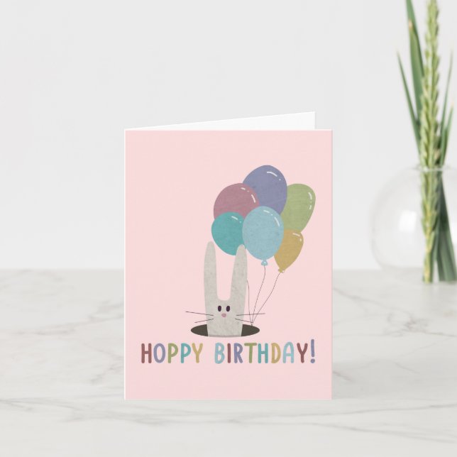 Birthday Rabbit Pun: Hoppy Birthday Card (Front)
