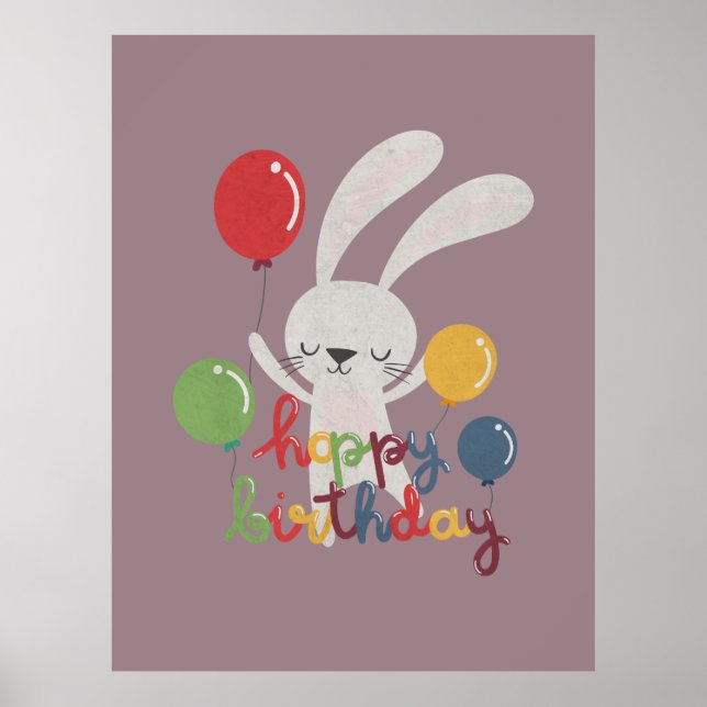 Birthday Rabbit Pun: Hoppy Birthday Poster (Front)