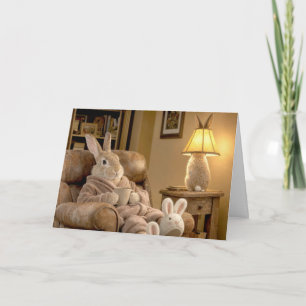 Birthday Rabbit Relaxing in an Armchair Card