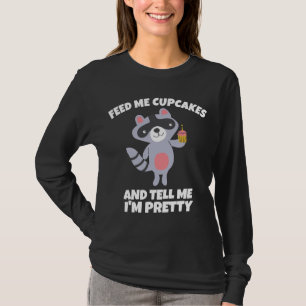 BIRTHDAY RACCOON CUPCAKE LADIES T-SHIRTS