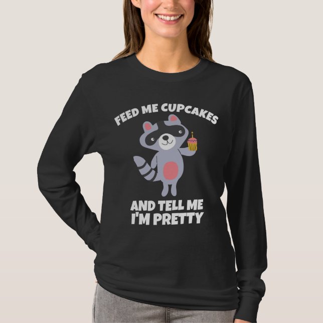 BIRTHDAY RACCOON CUPCAKE LADIES T-SHIRTS (Front)