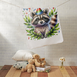 Birthday Raccoon Kids, birthday party, fun design Baby Blanket