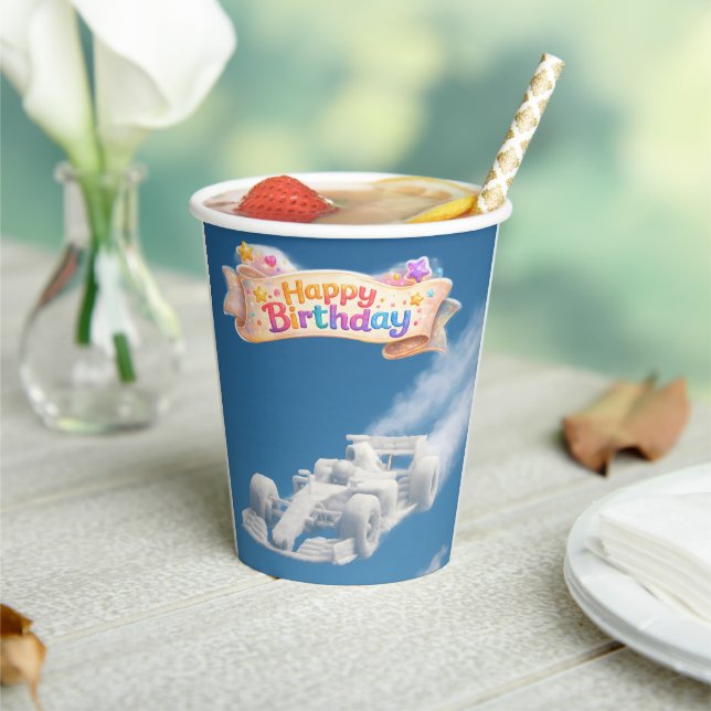 Birthday racing car cloud paper cups (Insitu)