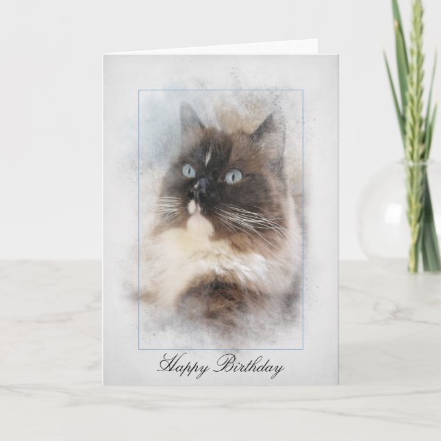 Birthday Ragdoll Cat  Card (Front)