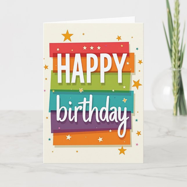 Birthday Rainbow Blocks Card (Front)