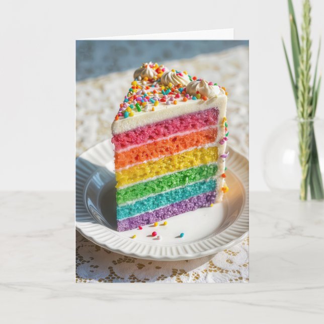 Birthday Rainbow Cake With Sprinkles Card (Front)